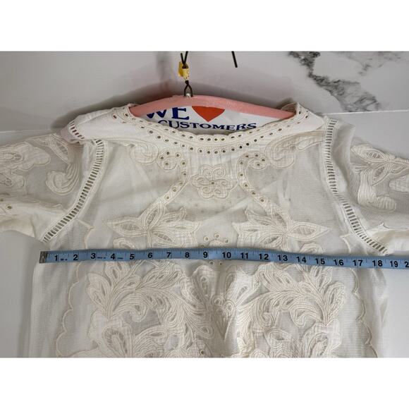 Sundance Reach For Beauty Top Sheer Cami XS Marshmallow Ivory Lace Crochet Boho - Picture 12 of 15